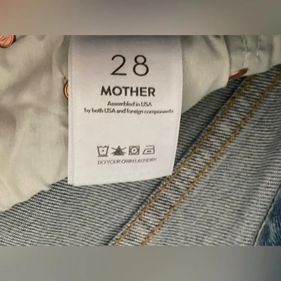 MOTHER The Insider Flood Fray jeans, size 28,Peek-a-boo wash